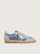 Ball Star Herren aus denimblauem Nylon mit hellgrauen Suede-Einsätzen und Stern aus silbernem Metallic-Leder