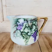 Antique Cider Lemonade Pitcher with Grapes Signed from Germany