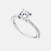 14k White Gold Pavé Semi-Mount with Diamond Accents