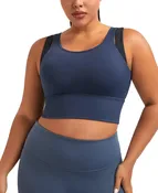 UBCUTE Crop Tank Tops for Full Bust Women,Wireless Push-Up Sports Bra, Full-Coverage Workout Top for Yoga, Gym &amp; Running