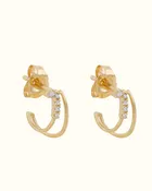 Gara Danielle 14k Gold Half Hoop And Pave Diamond Earring
