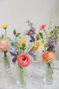 Bud Vase Arrangement for Cocktail Tables | Colorful Event Florals — Flowers Valley Events