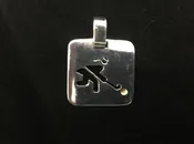 Sterling Silver Field Hockey Player Square Charm – Female