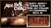 Ash vs Evil Dead | Ash William’s Oldsmobile | GROOVY | Metal Stamped Replica Prop License Plate