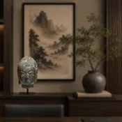 A Chinese Grey Limestone Head of a Buddha, Shandong Province, Northern Qi dynasty, ca. 550 - 577 CE