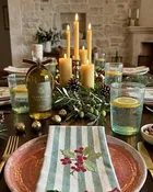 Holly Berry Embroidered Dinner Napkins, Set of 4