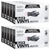 ForPro Black Powder-Free Vinyl Gloves Small 100-Count, Pack of 10