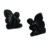 2 Hematite Pixie Fairy Beads | 21x16x7mm | Charcoal Black