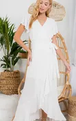 BI D00957 Ruffle Hem Maxi Wrap Dress*