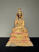 Bronze Buddha - Royal Attire. Gold Gilded. Thailand. Circa 1800. Statue. 7” Tall