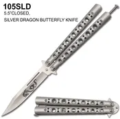 Silver Dragon Butterfly Knife Stainless-Steel Blade & Handle SKU 105SLD