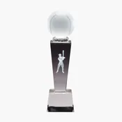 3D Engraved Crystal Baseball Column Trophy