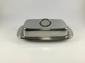 Norpo Large Stainless Steel Butter Dish. Larger  Size! Ideal for two cubes of butter or a cream cheese block.