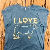 “I Love Cows” Tshirt – Heather Slate Color