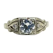 18K White Gold Elegant Antique Ring with Diamond - Exquisite Beauty for Women, Size 6