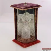 Hobnail Glass Perfume Velvet Mirror Counter Vanity Display Dresser Victorian VTG