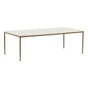 55" Marble Top & Antiqued Brass Coffee Table