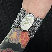 GEMSTONE Large Oval Maligano Jasper Cuff Bracelet