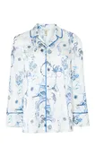 Aphrodite Long-Sleeve Pyjama Top - White & Blue Euphoria