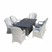 6-Seat Outdoor Fire Pit Dining Set-Rectangle Fire Pit Table (PAG-1106RA+009HL)