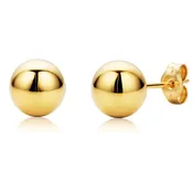 10K Real Yellow Gold Ball Stud Earrings
