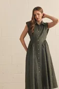 all pulled together patterned midi dress - olive