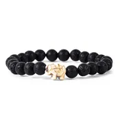 African Elephant Fahlo Tracking Bracelet - Lava Stone