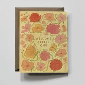 Floral Welcome Little One | Yellow Baby Shower Card