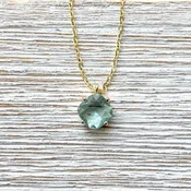 Aquamarine Crystal necklace dainty jewelry crystal gold
