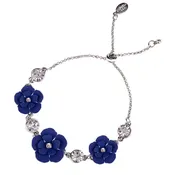 Blue Soft Touch Flower Adjustable Slider Bracelet