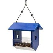 Blue Fly-Thru Bird Feeder