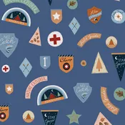 Fabric Cloud9 Blue Adventure Club Campout Backwoods and Boots by the Quarter Yard 228988