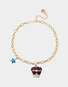 AMERICANA SKULL PENDANT NECKLACE RED