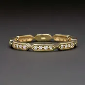 0.19ct NATURAL DIAMOND WEDDING BAND ETERNITY STACKING RING YELLOW GOLD CLASSIC