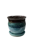 Handmade Ceramic Indoor Planter with Drainage Tray – Modern Stoneware Plant Pot for Houseplants, Succulents & Home Decor