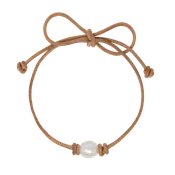 BQ + NM Leather and pearl anklet