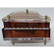 Vintage Jokiwa Japan Grand Piano Music Box Clear Amber Plexiglass Nice Works