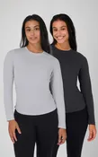 2 PK Side Ruched Long Sleeve Top