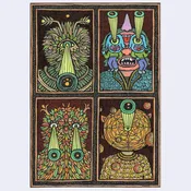 5x7 (2025) - #21 - Theo Ellsworth - "Four Thought-Form Folk"