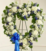 Blue & White Floral Heart Tribute