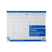 2027 Quill Brand® 22" x 17" Monthly Desk Pad, White/Blue (63003-27-QCC)