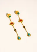 BELLE 18K GOLD PLATED GEMSTONE DROP EARRINGS
