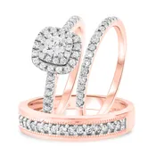 Analiese 7/8 ct tw. Diamond Round Solitaire Trio Set 14K Rose Gold