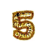 1.25” Number 5 Appliqué - Pre-Glued - Gold Sequins/Beads