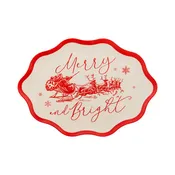 Red Vintage Merry Christmas Bamboo Tray