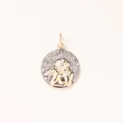14K Gold, Silver & Pave Diamond Cherub Pendant
