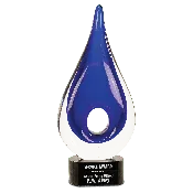 11 1/4" Blue Round Window Raindrop Art Glass