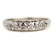 1950s Vintage .18 Ct Diamond Wedding Band in 14K White Gold