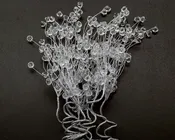 1 1/2"x 10" Crystal Beaded Flower Spray Metal Spiral End - Pack of 10