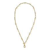 Alternating Link Watch Fob Chain Necklace in Yellow Gold